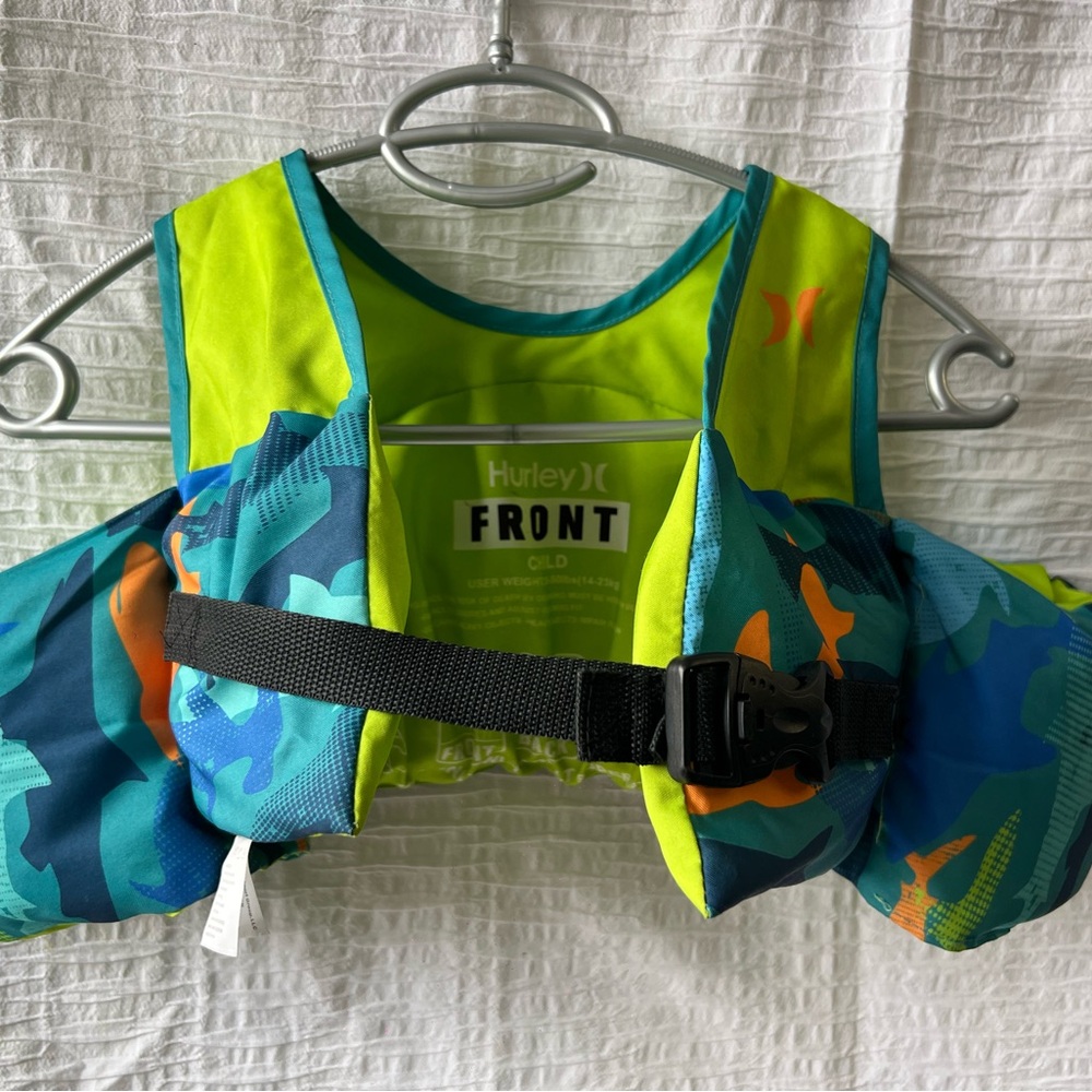 Kids Swim Vest Float Jacket Toddler 20-50 lbs Hurley Green Water Safety Swim Aid - Picture 8 of 11